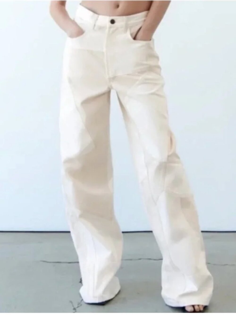 Zara Two Tone Patchwork Straight Leg Jeans USA 6